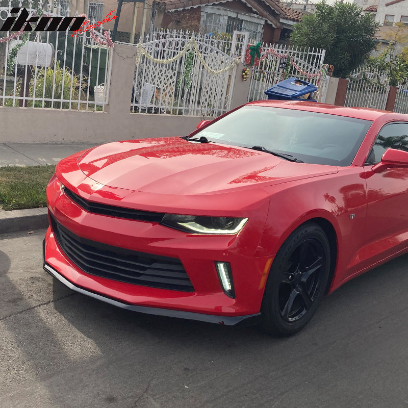 Front Bumper Lip Compatible With 2016-2018 Chevy Camaro, Factory Style Unpainted Raw Material Black ABS Front Lip Finisher Under Chin Spoiler Add On by IKON MOTORSPORTS, 2017