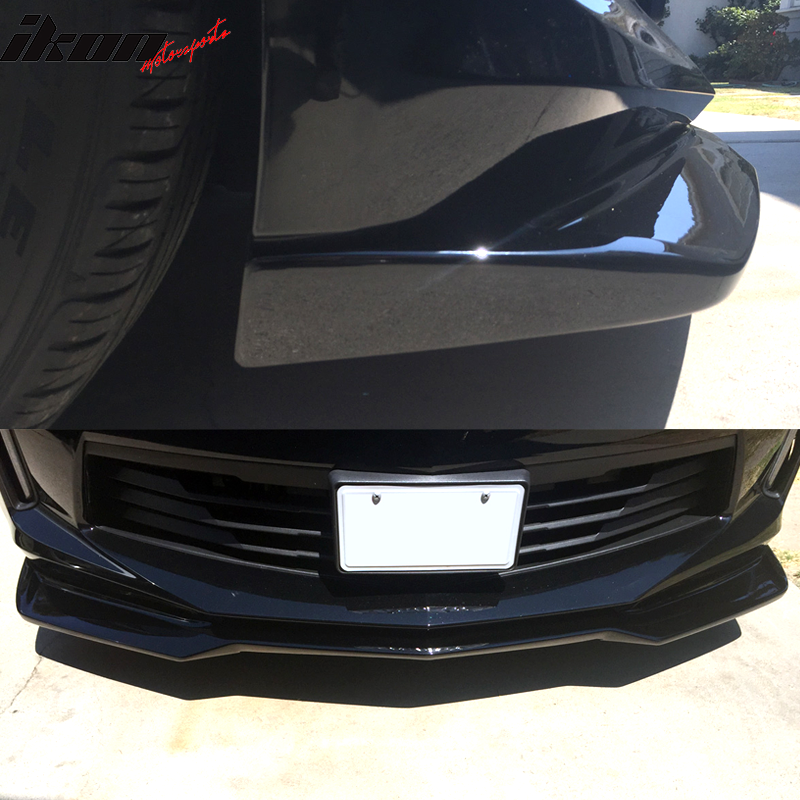 IKON MOTORSPORTS, Front Bumper Lip Compatible with 2016-2018 Chevy Camaro LT and RS Model Only, ZL1 Style Front  Spoiler Unpainted Black Carbon Fiber Print PP