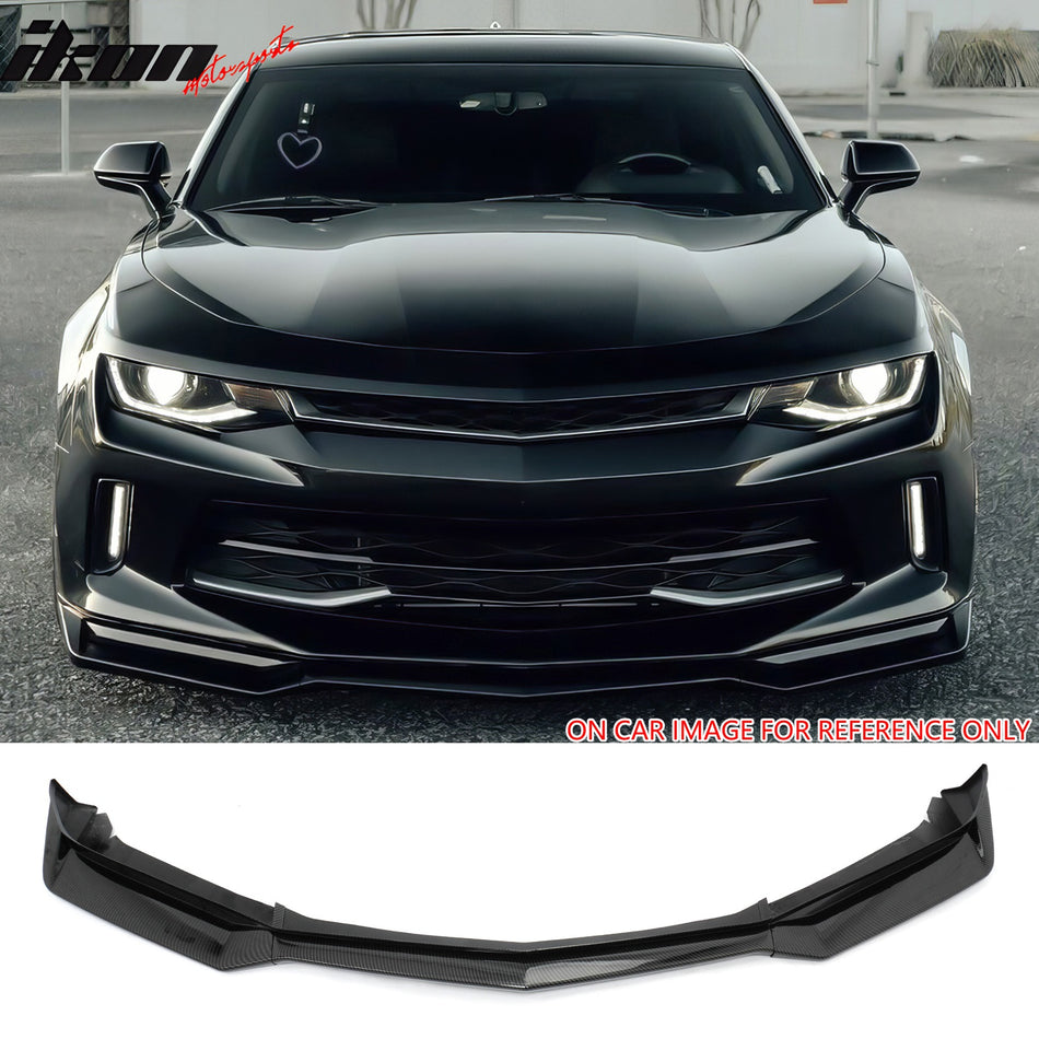 2016-2018 Chevrolet Camaro LT RS ZL1 Style Carbon Fiber Print Front Bumper Lip PP 3PCS