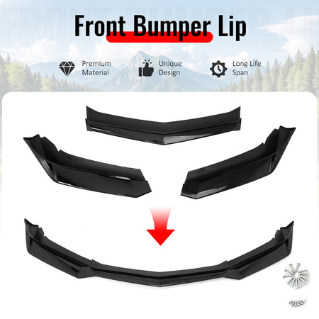 Fits 16-18 Chevy Camaro LT RS ZL1 PP Front Bumper Lip Chin Spoiler Gloss Black