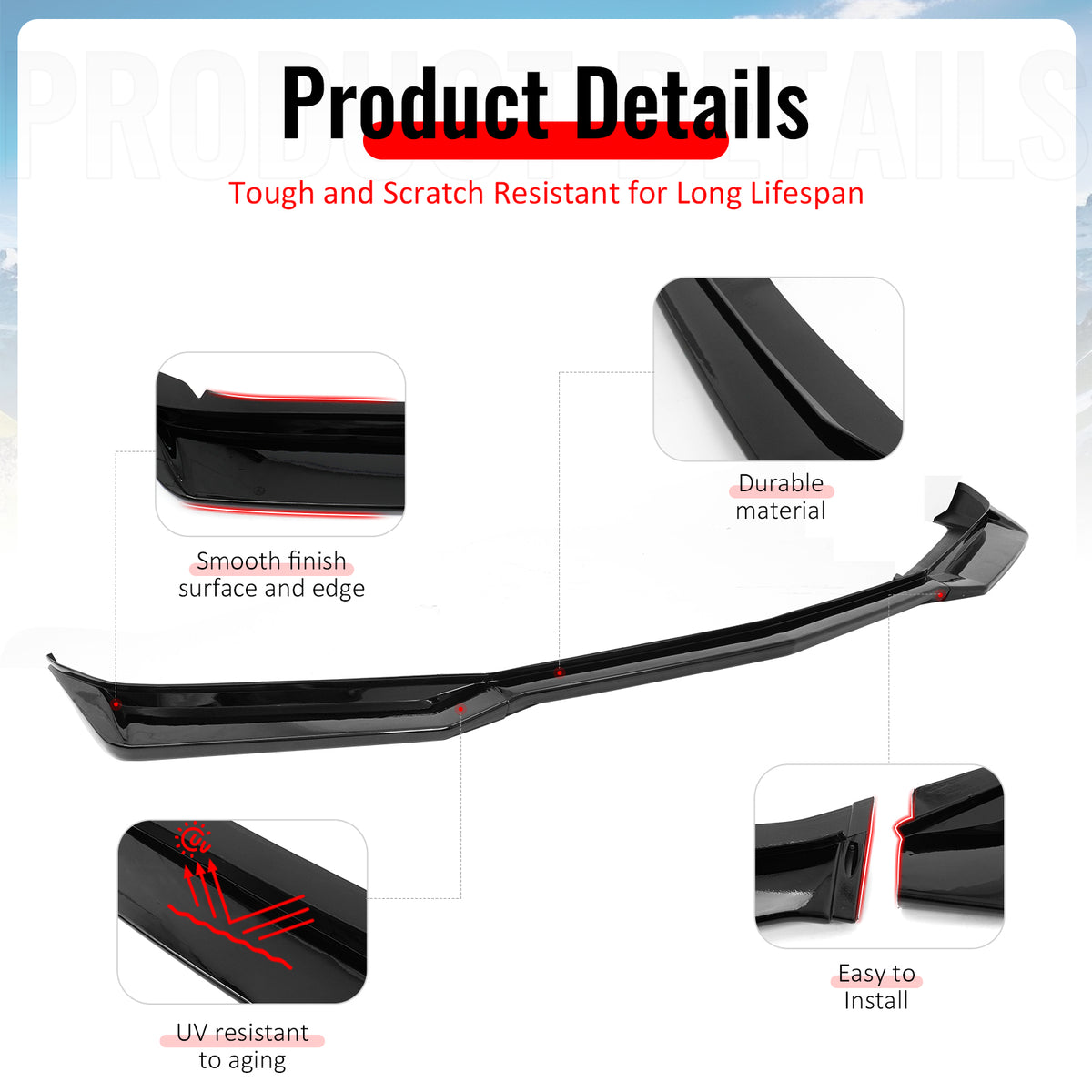 Fits 16-18 Chevy Camaro LT RS ZL1 PP Front Bumper Lip Chin Spoiler Gloss Black