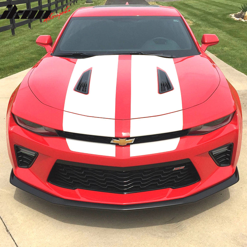 IKON MOTORSPORTS, Front Bumper Lip Compatible With 2016-2024 Chevrolet Camaro, Factory Style Matte Black ABS Front Lip Finisher Under Chin Spoiler Add On