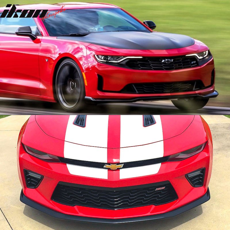 IKON MOTORSPORTS, Front Bumper Lip Compatible With 2016-2023 Chevrolet Camaro, Factory Style Painted ABS Front Lip Finisher Under Chin Spoiler Add On
