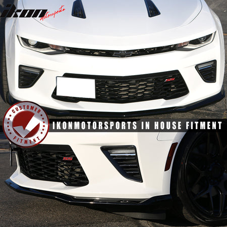 Pre-painted Front Bumper Lip Compatible With 2016-2024 Chevy Camaro, Factory Style Painted Black #WA8555 ABS Front Lip Finisher Under Chin Spoiler Add On other color available by IKON MOTORSPORTS