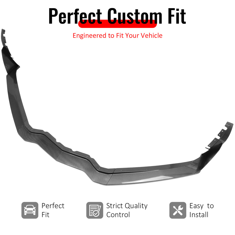 Fits 14-19 Chevy Corvette Stage 3 Front Bumper Lip + Winglets Carbon Fiber Print
