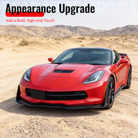 Fits 14-19 Corvette Stingray & Z51 Front Bumper Lip + Winglet Carbon Fiber Print