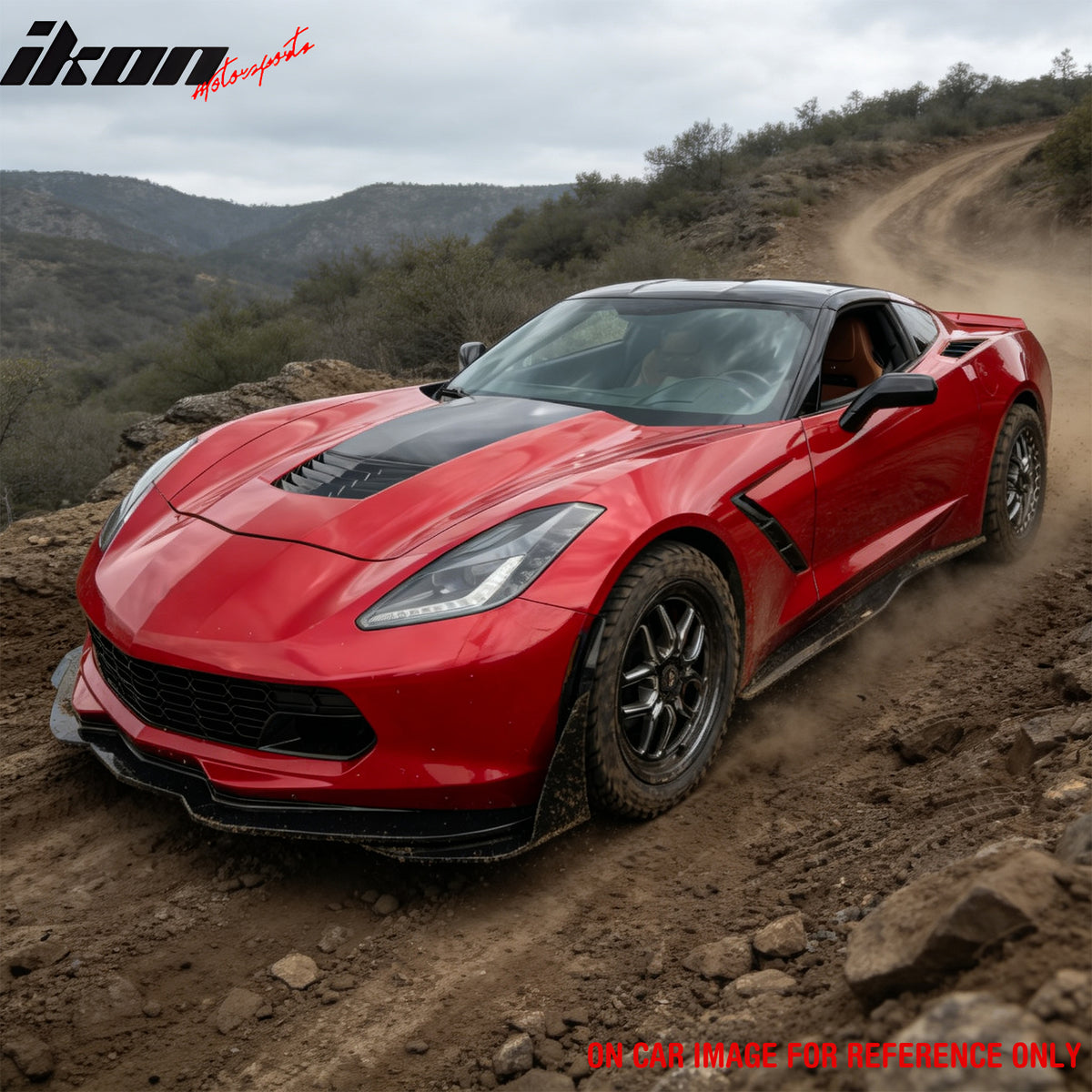 Fits 14-19 Corvette Stingray & Z51 Front Bumper Lip + Winglet Carbon Fiber Print