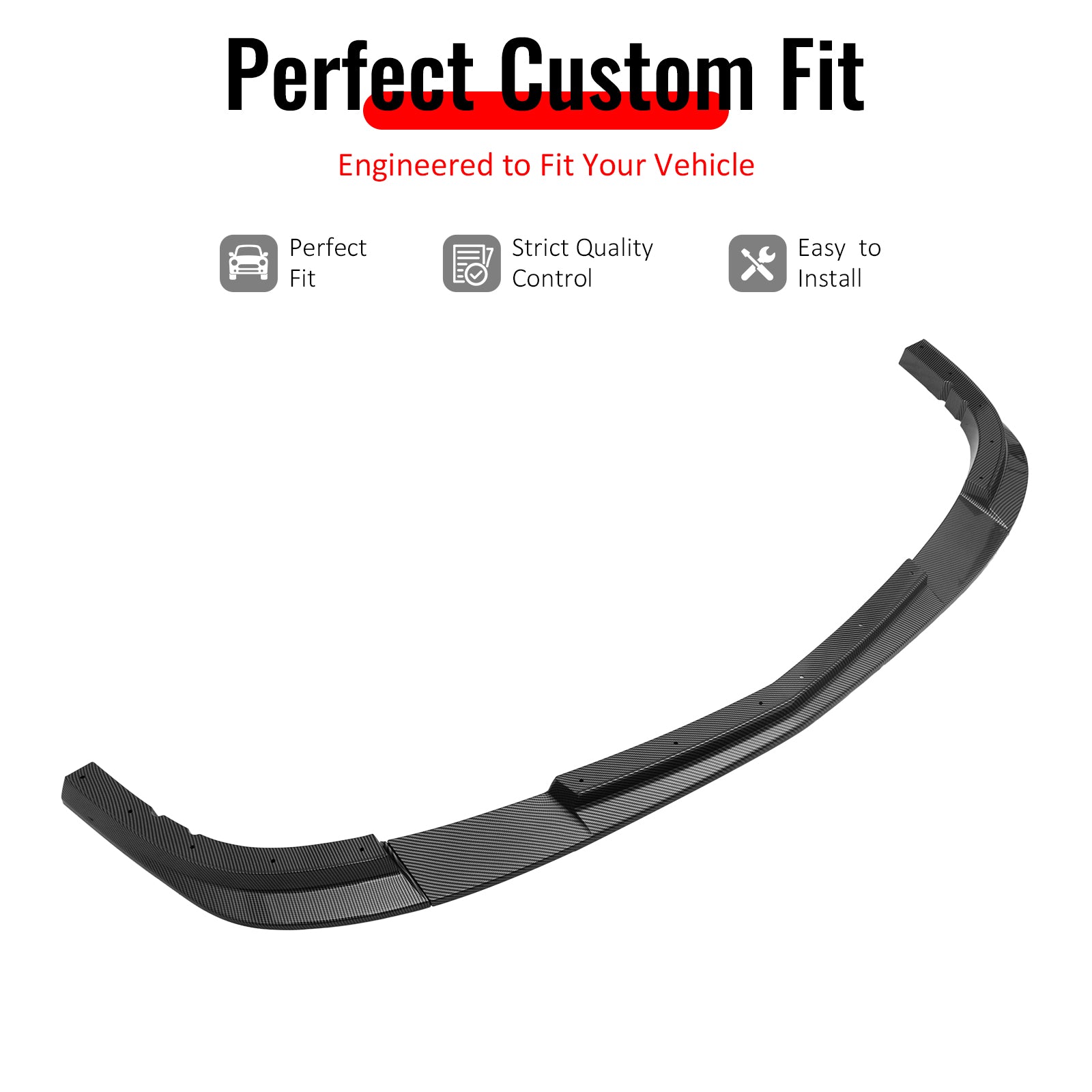 IKON MOTORSPORTS Front Bumper Lip, Compatible with 2005-2013 Chevrolet Corvette C6 Base, ZR1 Style Carbon Fiber Print ABS Add-on Air Dam Chin Spoiler Protector Splitter 3PCS