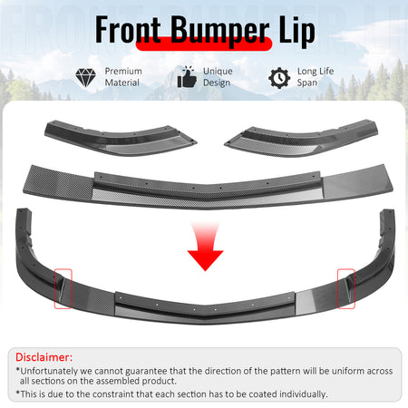 For 05-13 Corvette Base ZR1 Front Bumper Lip Chin Spoiler Carbon Fiber Print ABS