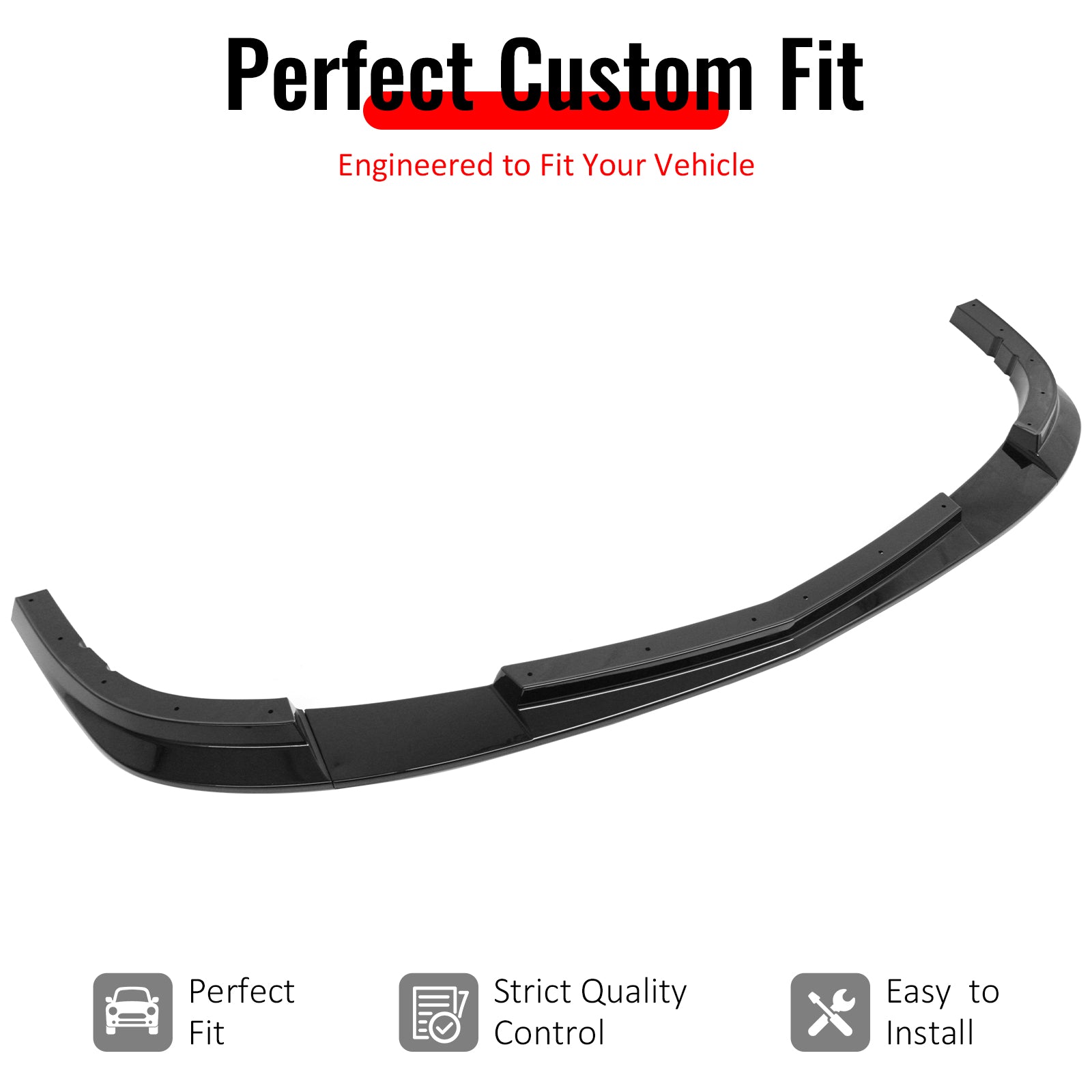 IKON MOTORSPORTS Front Bumper Lip, Compatible with 2005-2013 Chevrolet Corvette C6 Base, ZR1 Style Gloss Black ABS Add-on Air Dam Chin Spoiler Protector Splitter 3PCS