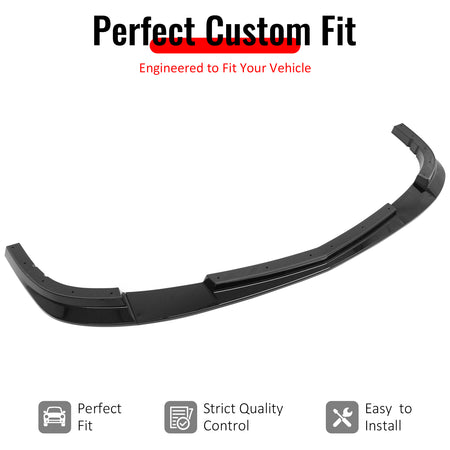 IKON MOTORSPORTS Front Bumper Lip, Compatible with 2005-2013 Chevrolet Corvette C6 Base, ZR1 Style Gloss Black ABS Add-on Air Dam Chin Spoiler Protector Splitter 3PCS