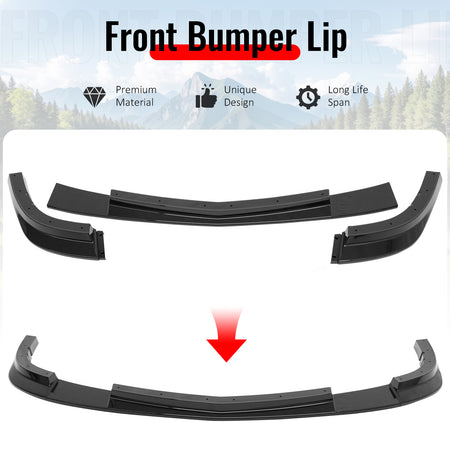 Fits 05-13 Chevy Corvette Base ZR1 Front Bumper Lip Chin Spoiler Gloss Black ABS