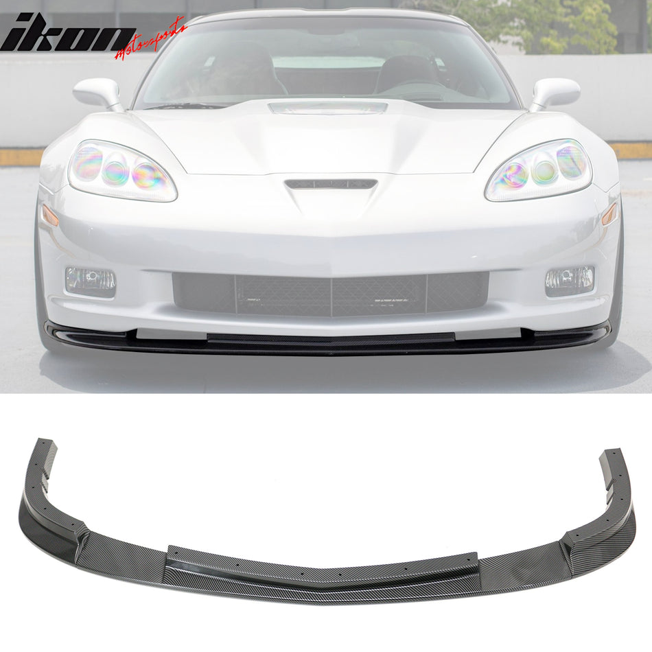 2006-2013 Corvette C6 Front Bumper Lip ZR1 Style 3PC Carbon Fiber Print
