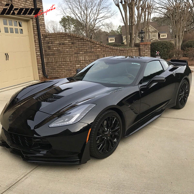 IKON MOTORSPORTS, Front Bumper Lip Compatible with 2014-2019 Chevrolet Corvette C7, ABS Factory Replacement Stage 2 Air Dam Chin Front Spoiler