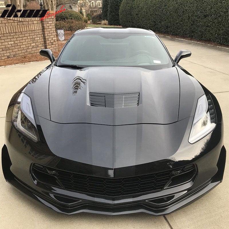 IKON MOTORSPORTS, Front Bumper Lip Compatible with 2014-2019 Chevrolet Corvette C7, ABS Factory Replacement Stage 2 Air Dam Chin Front Spoiler