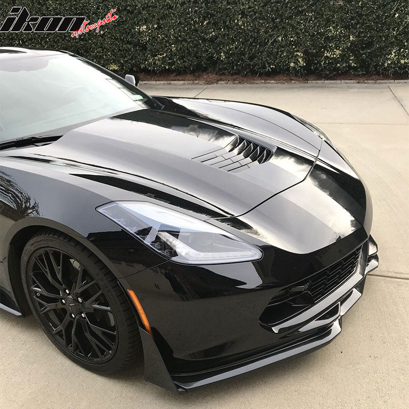 IKON MOTORSPORTS, Front Bumper Lip Compatible with 2014-2019 Chevrolet Corvette C7, ABS Factory Replacement Stage 2 Air Dam Chin Front Spoiler