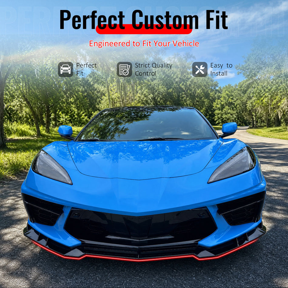 Fit 2020-2026 Chevy Corvette C8 Stingray/Z51 Front Bumper Lip SK Style