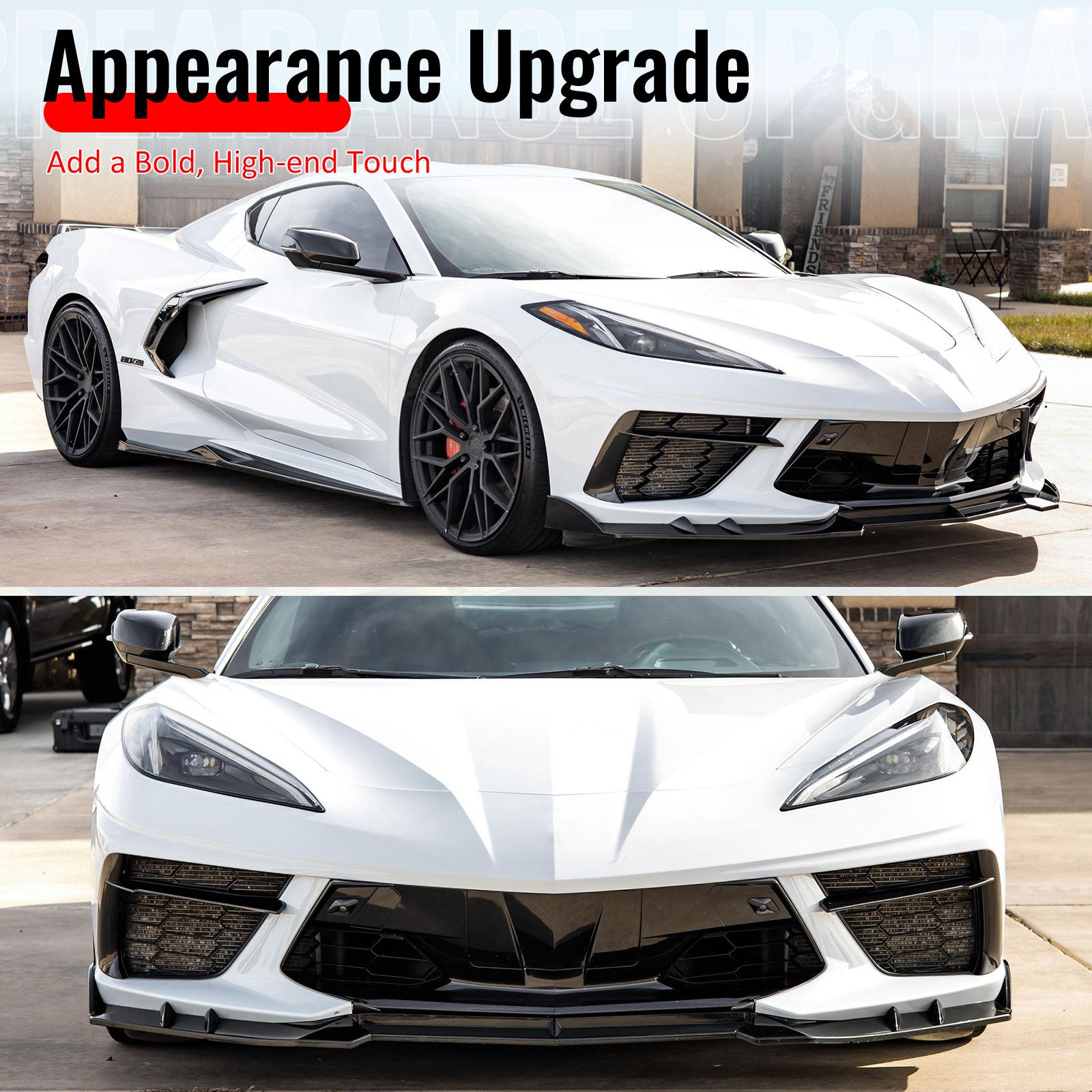 Fits 20-26 Chevy Corvette C8 Stingray/Z51 Front Bumper Lip Gloss