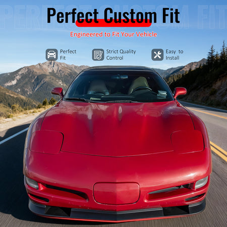 IKON MOTORSPORTS Front Bumper Lip, Compatible with 1997-2004 Chevrolet Corvette C5, ZR1 V2 Style Unpainted Black Polyurethane PU Air Dam Chin Spoiler Protector Splitter