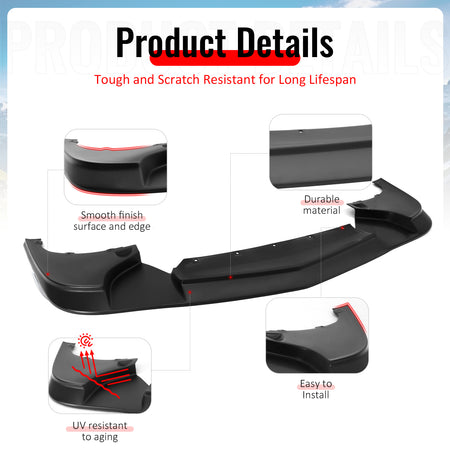 Fits 97-04 Chevy Corvette C5 ZR1 V2 Style Front Bumper Lip Spoiler Splitter PU