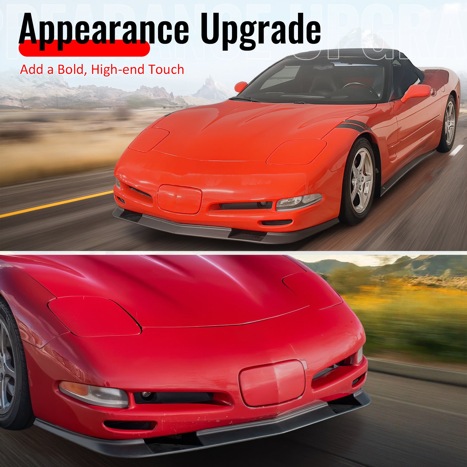 Fits 97-04 Chevy Corvette C5 ZR1 V2 Style Front Bumper Lip Spoiler Splitter PU