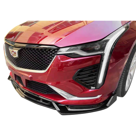 IKON MOTORSPORTS, 3PCS Front Bumper Lip Compatible With 2020-2022 Cadillac CT4, Front Bumper Lip Spoiler Splitter Kit IKON Style PP Polypropylene Painted