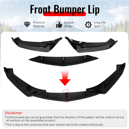 Fits 25-26 Cadillac CT5 Luxury Carbon Fiber Print Front Bumper Lip Spoiler 3PC