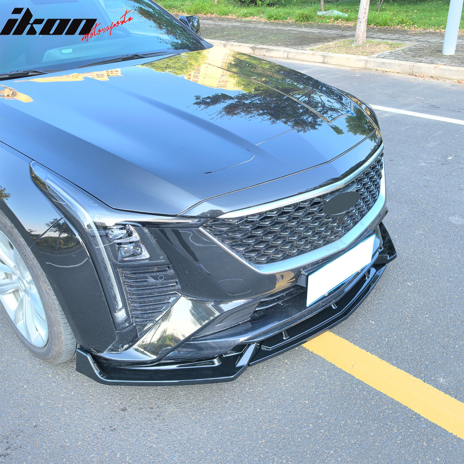 Fits 25-26 Cadillac CT5 Luxury Trim Gloss Black Front Bumper Lip Spoiler PP 3PCS