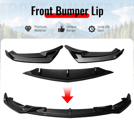 Fits 25-26 Cadillac CT5 Luxury Trim Matte Black Front Bumper Lip Spoiler PP 3PCS