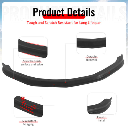 Fits 16-18 Chevy Camaro SS MDA Style Front Bumper Lip Spoiler Chin PU Unpainted