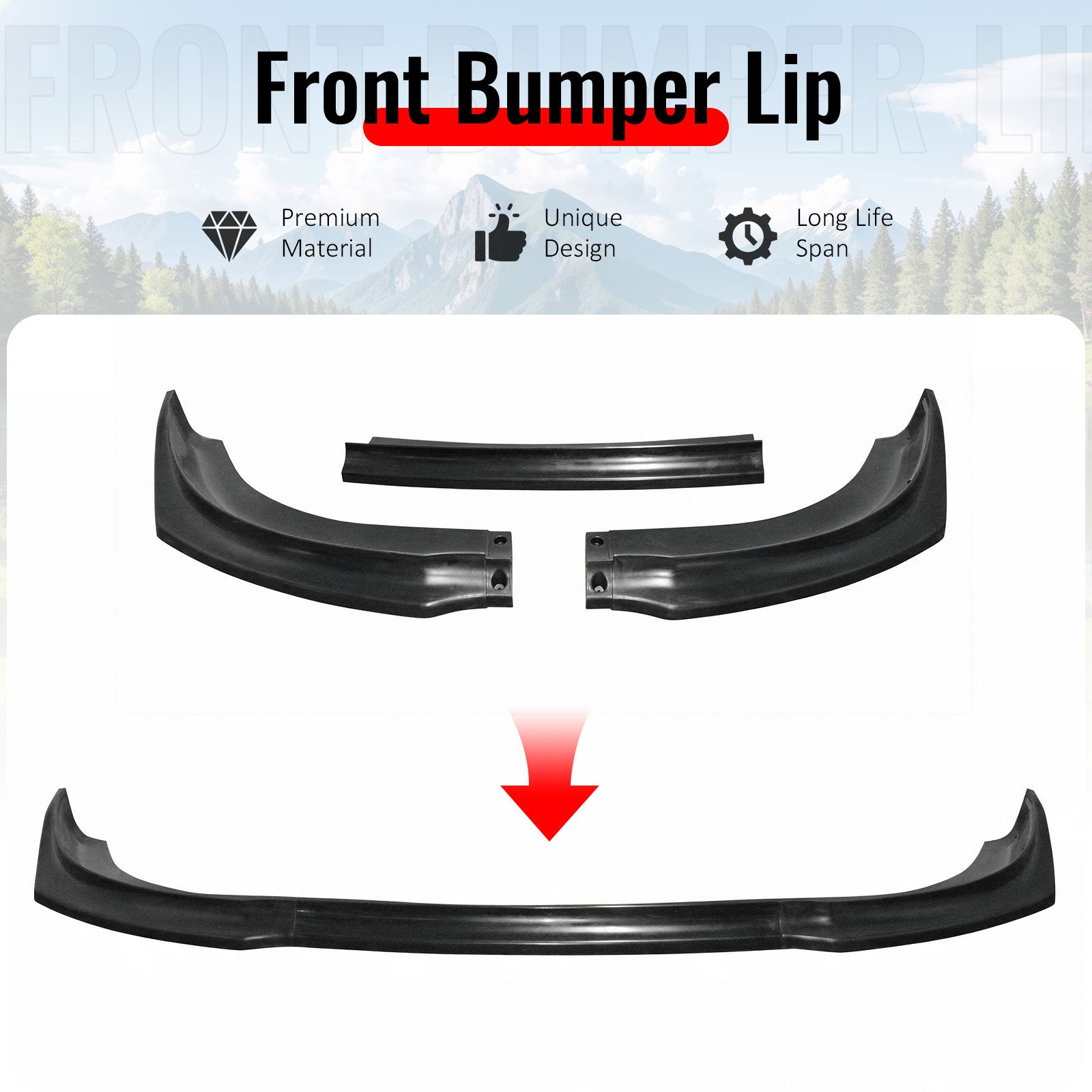 Fits 17-20 Chrysler Pacifica Front Bumper Lip Spoiler Splitter Unpainted PU 3PCS
