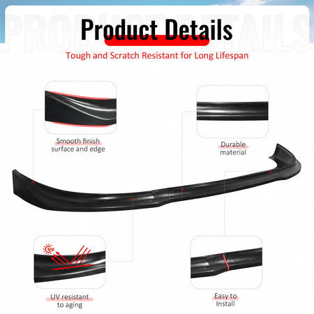 Fits 17-20 Chrysler Pacifica Front Bumper Lip Spoiler Splitter Unpainted PU 3PCS