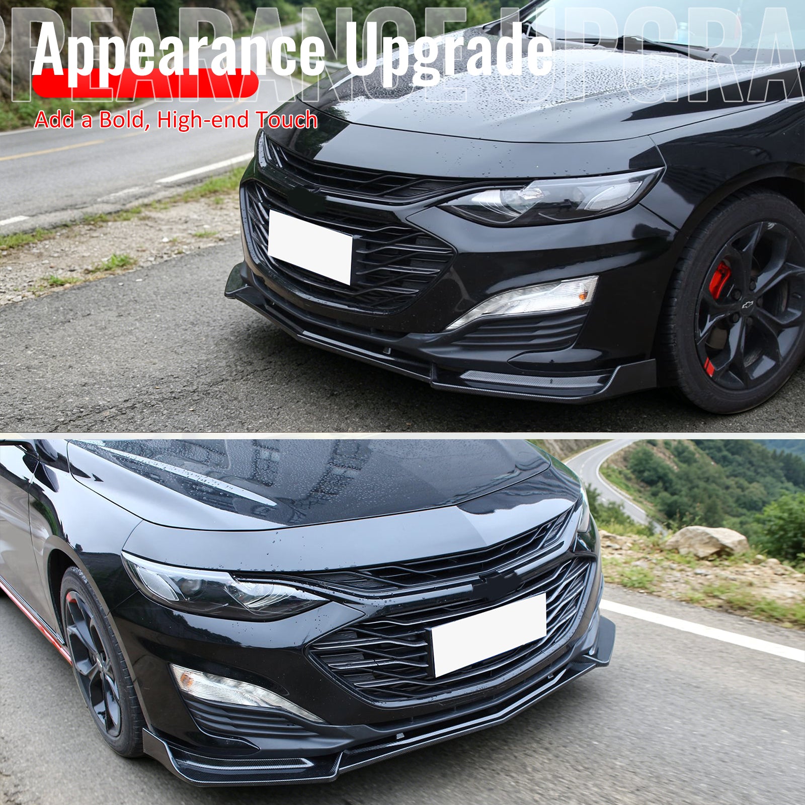For 19-25 Chevrolet Malibu IKON Front Bumper Lip Chin Spoiler Carbon Fiber Print