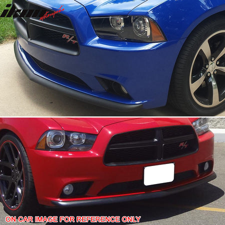 Front Bumper Lip Compatible With 2011-2014 Dodge Charger（Exclude SRT), Factory Style Black PP Front Lip Finisher Under Chin Spoiler Add On by IKON MOTORSPORTS, 2012 2013