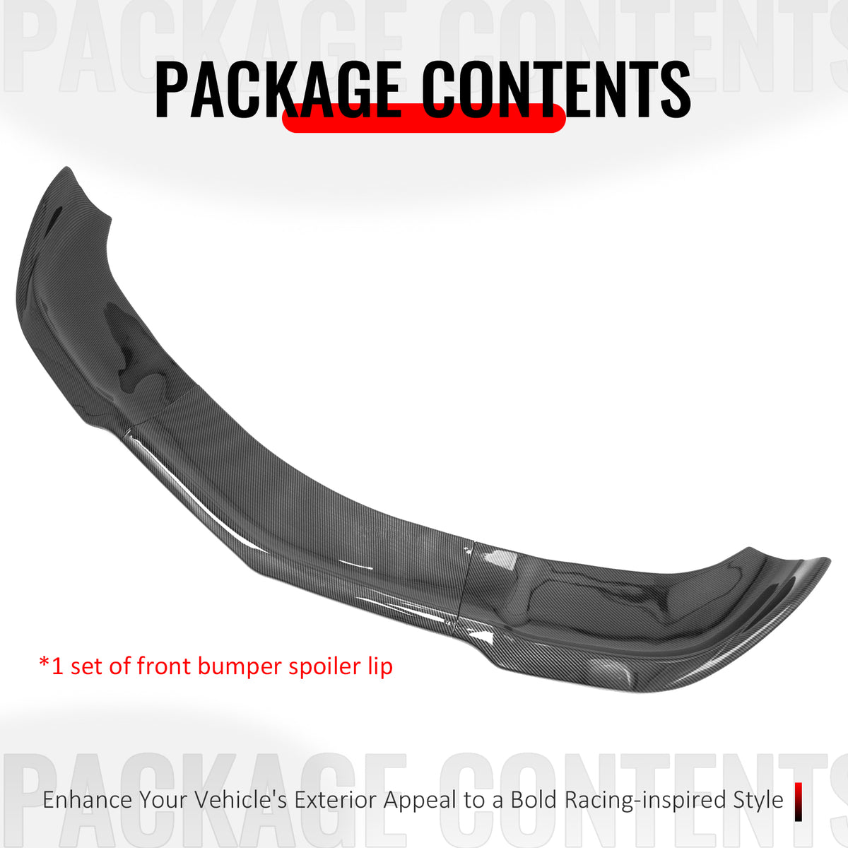 Fits 12-14 Charger SRT8 IKON PP Front Bumper Lip Chin Spoiler Carbon Fiber Print