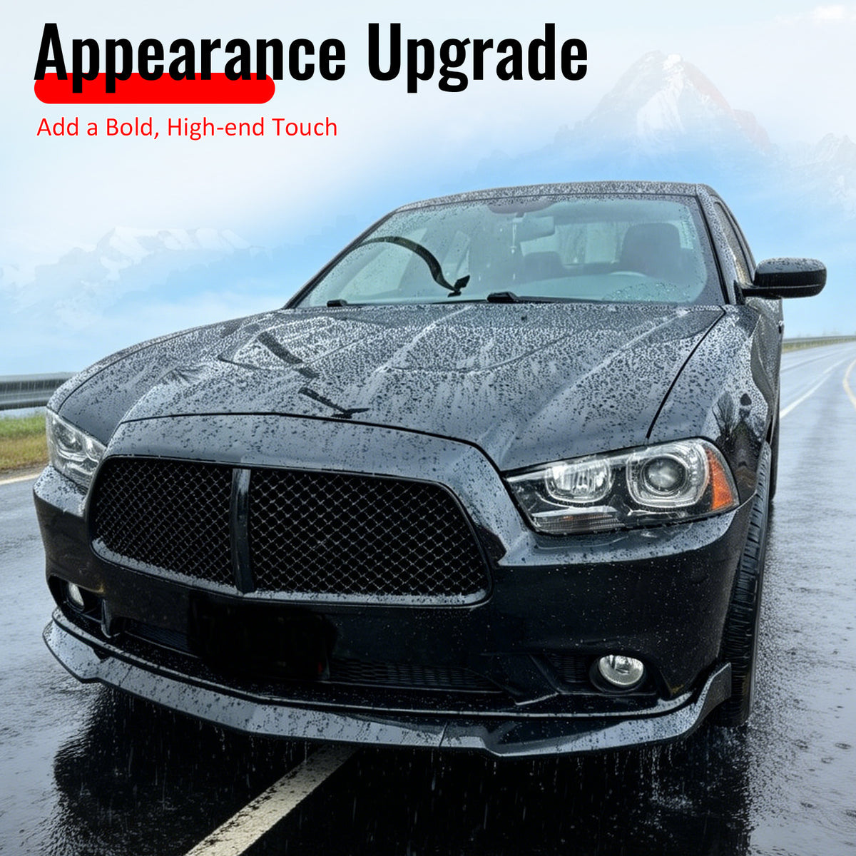 Fits 12-14 Dodge Charger SRT8 IKON PP Front Bumper Lip Chin Spoiler Gloss Black