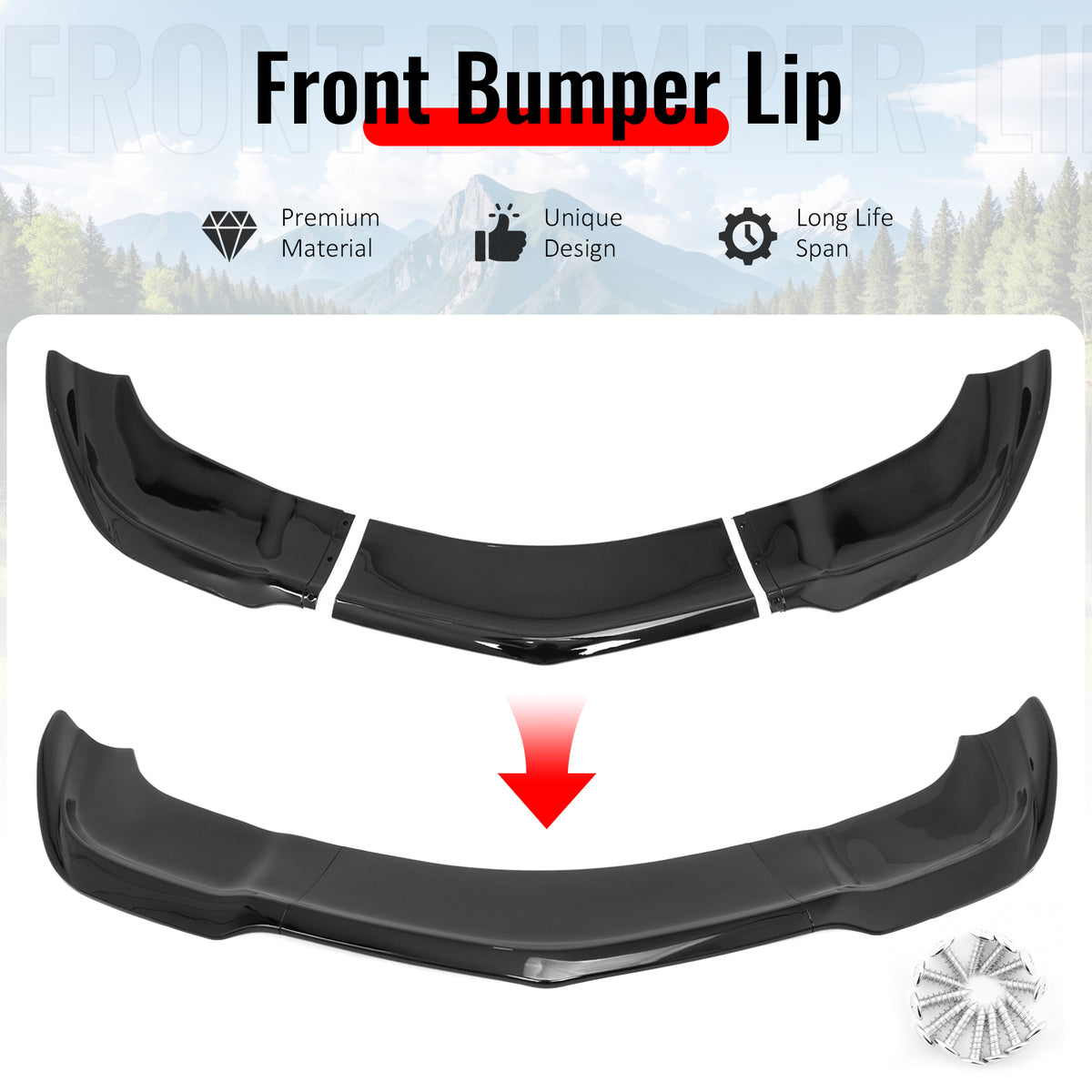 Fits 12-14 Dodge Charger SRT8 IKON PP Front Bumper Lip Chin Spoiler Gloss Black