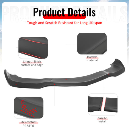 Fits 12-14 Dodge Charger SRT8 IKON PP Front Bumper Lip Chin Spoiler Matte Black