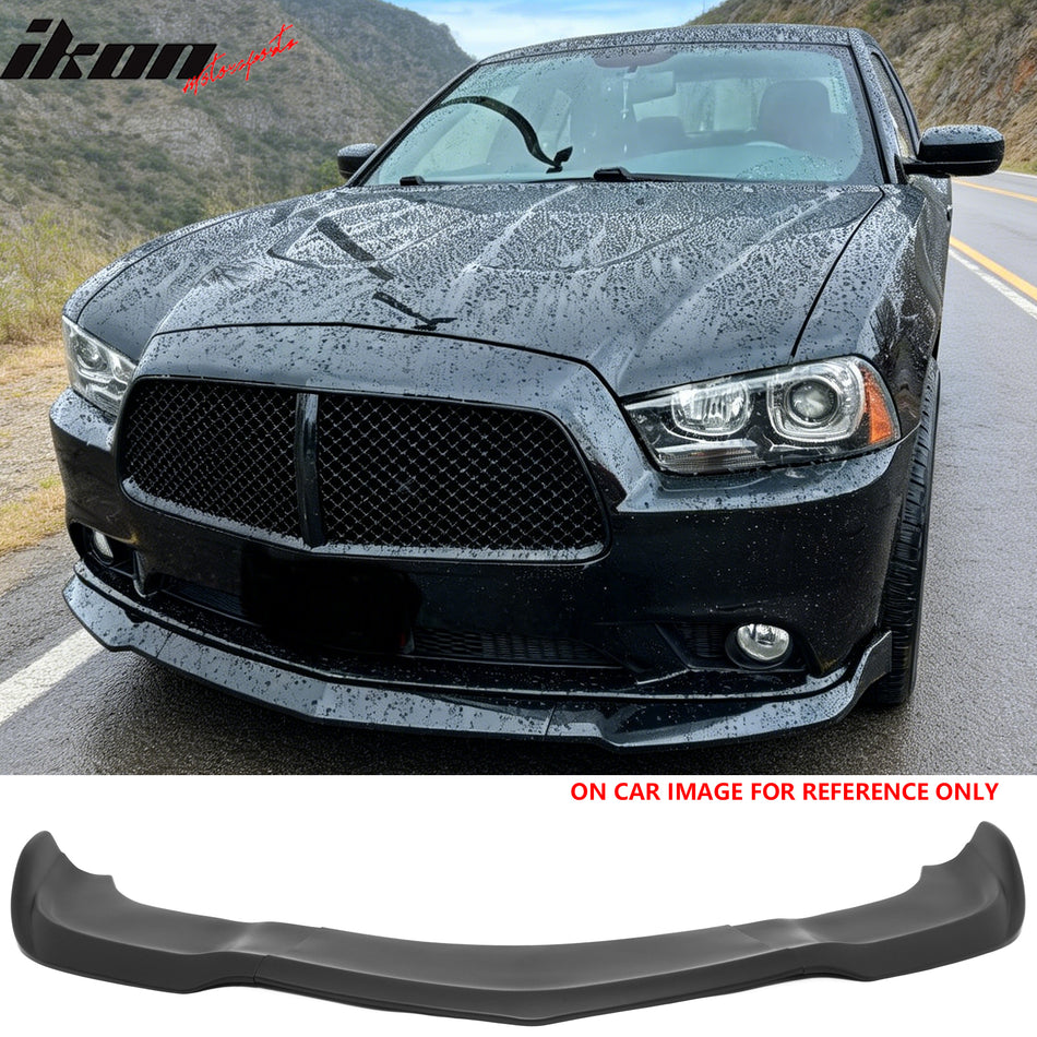 2012-2014 Dodge Charger SRT8 IKON Style Matte Black Front Bumper Lip PP 3PCS