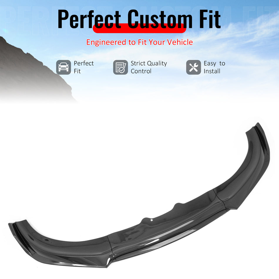 IKON MOTORSPORTS Front Bumper Lip, Compatible with 2015-2023 Dodge Charger SXT IKON V2 Style Carbon Fiber Print PP Polypropylene Add-on Air Dam Chin Spoiler Protector Splitter 3PCS