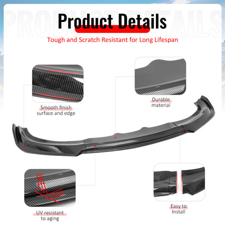 Fits 15-23 Dodge Charger IKON V2 Front Bumper Lip Spoiler Carbon Fiber Print PP