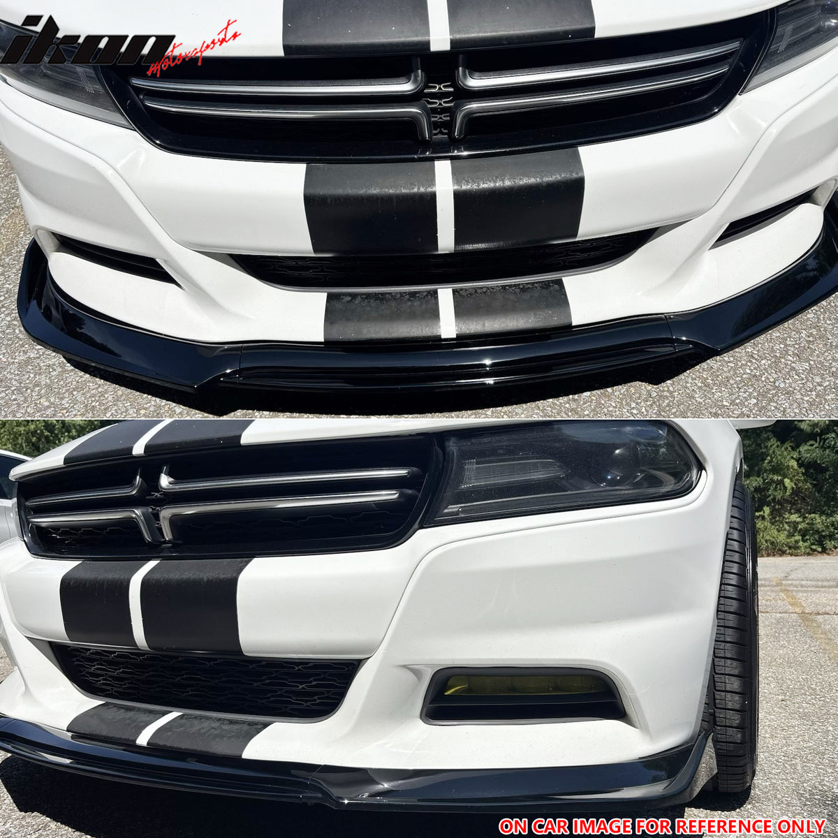 Fits 15-23 Dodge Charger IKON V2 Front Bumper Lip Spoiler Carbon Fiber Print PP