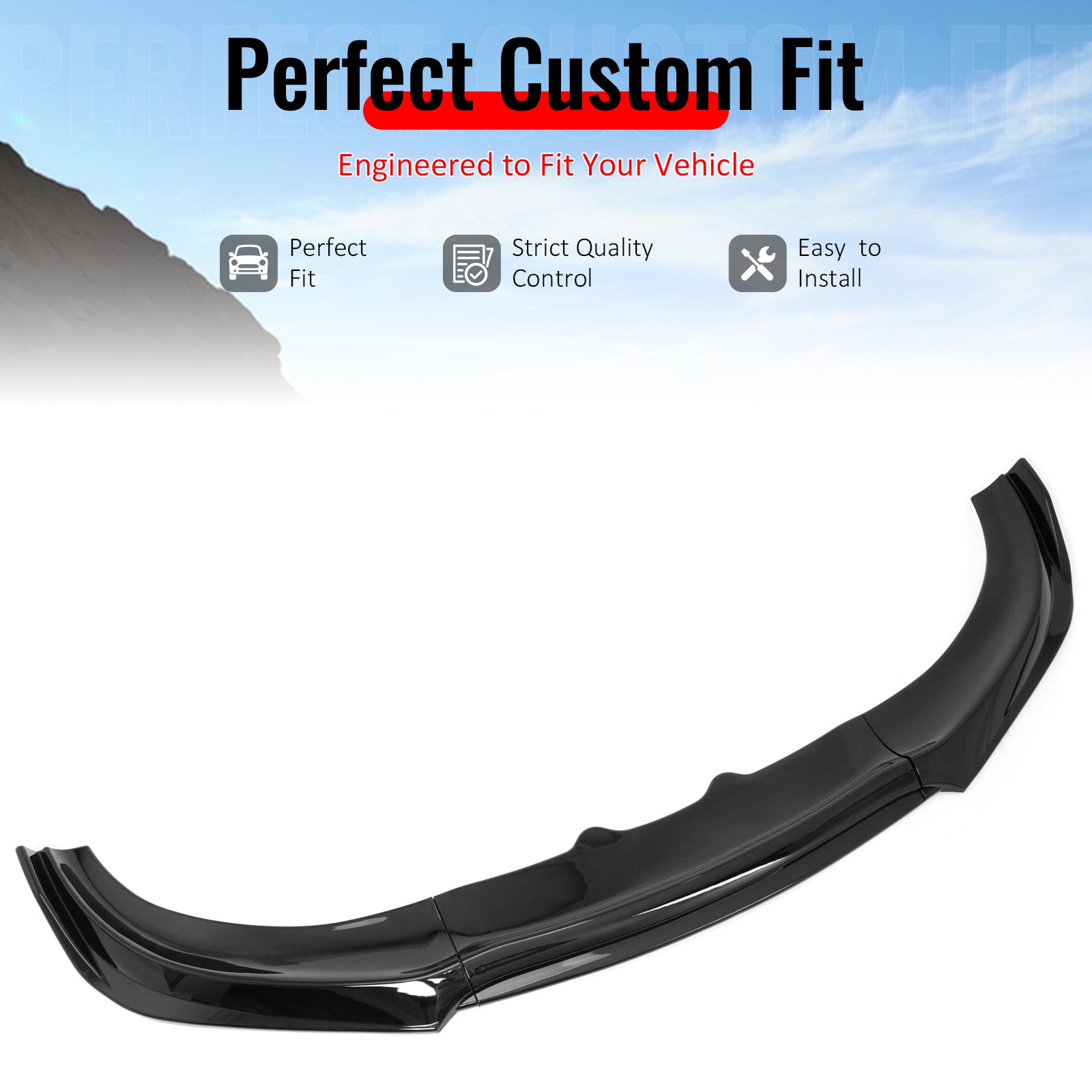 IKON MOTORSPORTS Front Bumper Lip, Compatible with 2015-2023 Dodge Charger SXT IKON V2 Style Gloss Black PP Polypropylene Add-on Air Dam Chin Spoiler Protector Splitter 3PCS