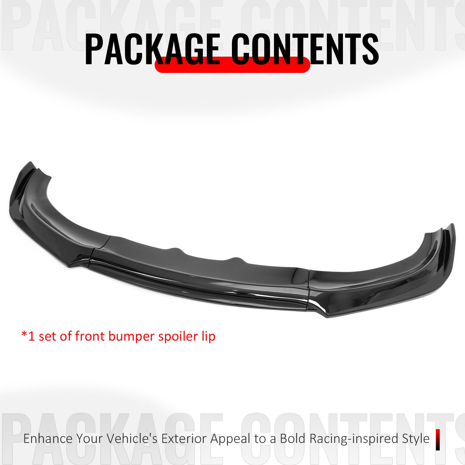Fits 15-23 Dodge Charger IKON V2 Front Bumper Lip Spoiler Gloss Black PP 3PCS