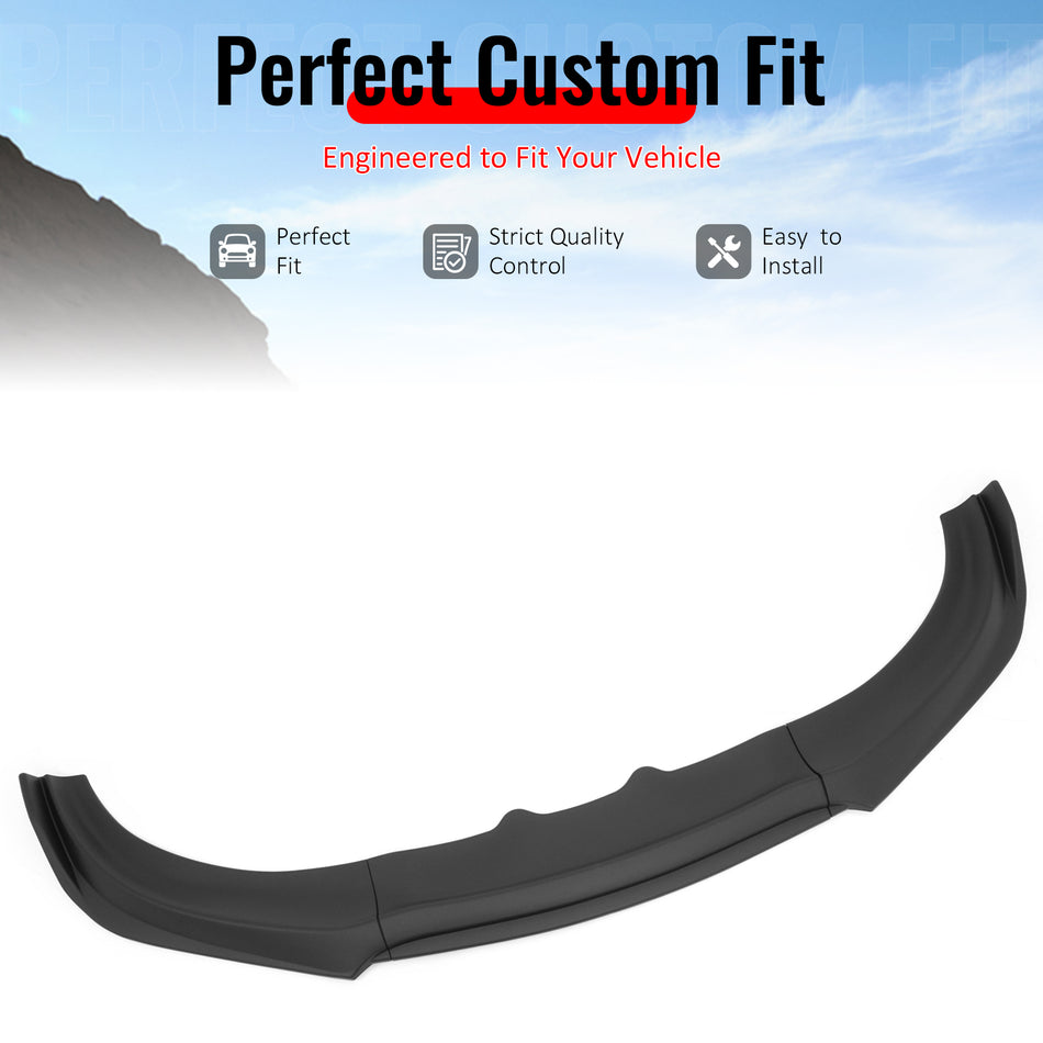 IKON MOTORSPORTS Front Bumper Lip, Compatible with 2015-2023 Dodge Charger SXT IKON V2 Style Matte Black PP Polypropylene Add-on Air Dam Chin Spoiler Protector Splitter 3PCS