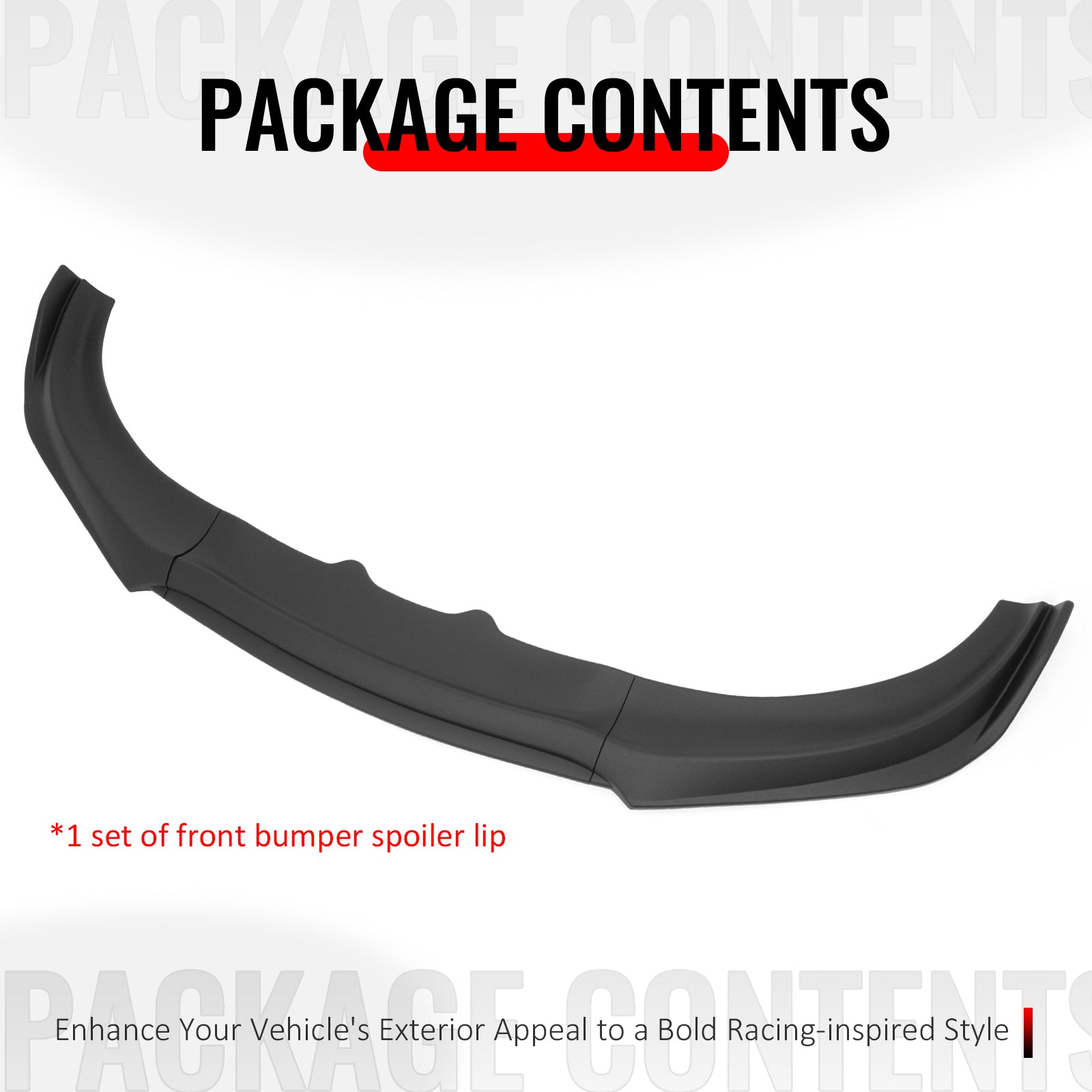 Fits 15-23 Dodge Charger IKON V2 Front Bumper Lip Spoiler Matte Black PP 3PCS