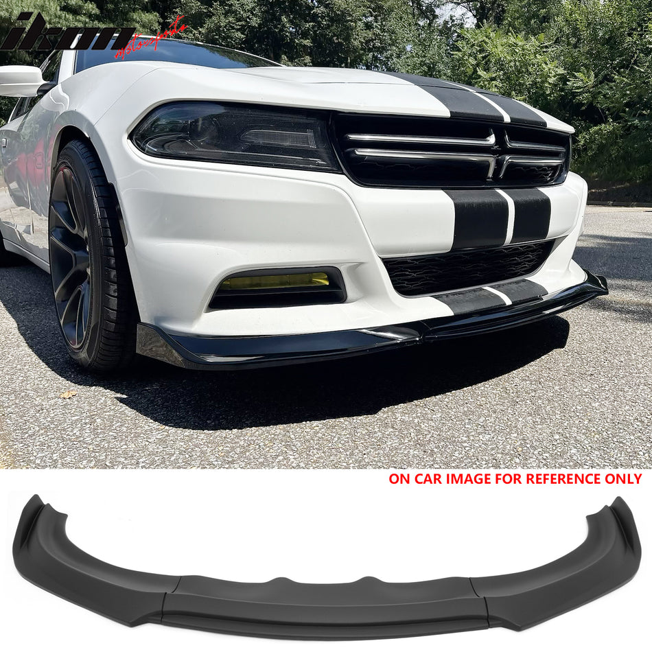 2015-2023 Dodge Charger IKON V2 Style Matte Black Front Bumper Lip PP 3PCS