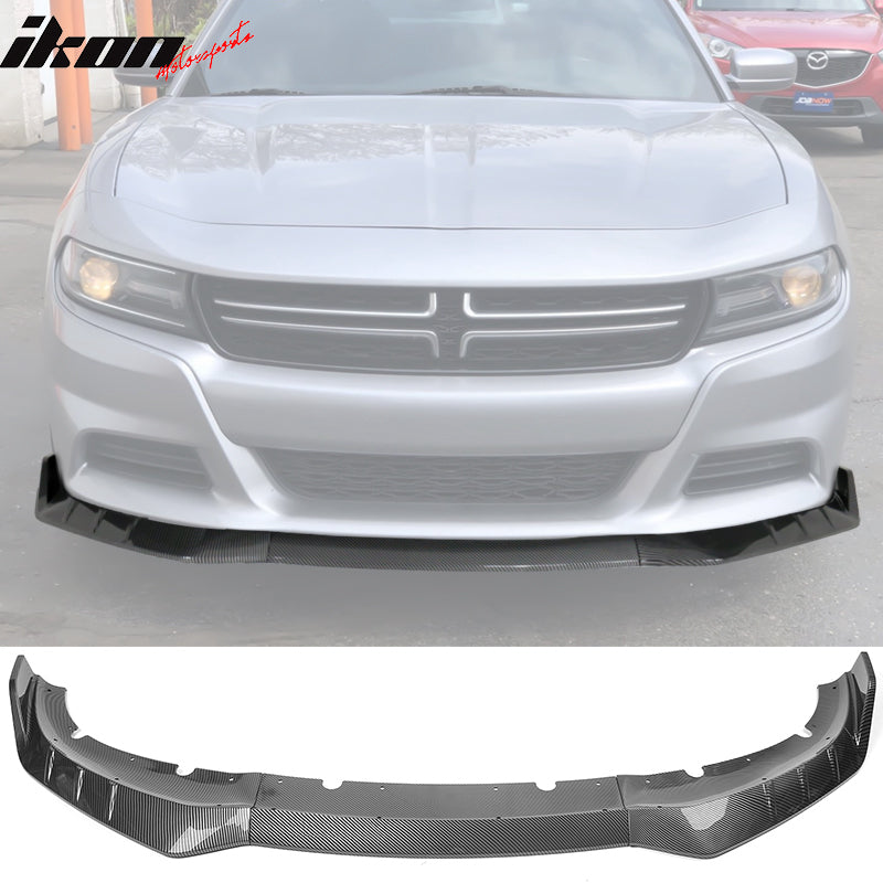 IKON MOTORSPORTS, Front Bumper Lip Compatible With 2015-2023 Dodge Charger, IKON V3 Style ABS Air Dam Spoiler Splitter 3PCS