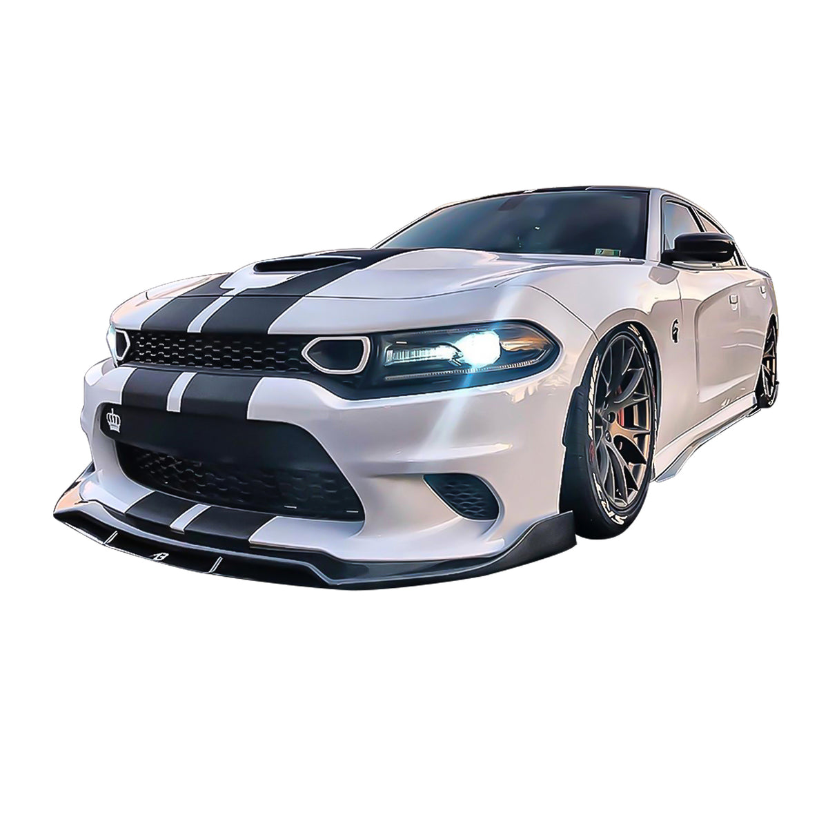 Fits 15-23 Dodge Charger SRT Front Bumper Lip Spoiler V2 Style PP