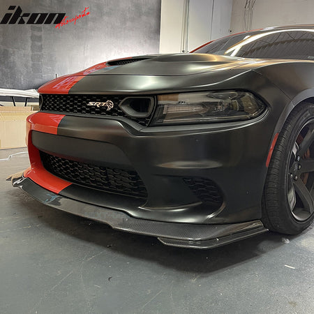 IKON MOTORSPORTS, Front Bumper Lip Compatible With 2015-2023 Dodge Charger SRT, V3 Style PP Front Lip Spoiler